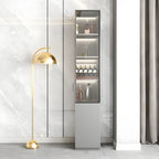 Grey Wooden Glass Doors Display Cabinet with Drawers