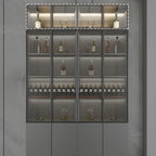 Grey Wooden Glass Doors Display Cabinet with Drawers
