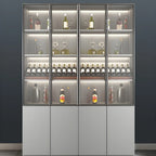 Grey Wooden Glass Doors Display Cabinet with Drawers
