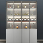 Grey Wooden Glass Doors Display Cabinet with Drawers