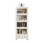 Modish White Wooden Bookcase with Glass Doors
