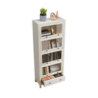 Modish White Wooden Bookcase with Glass Doors