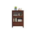 Modish White Wooden Bookcase with Glass Doors