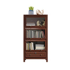 Modish White Wooden Bookcase with Glass Doors