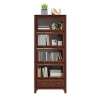 Modish White Wooden Bookcase with Glass Doors