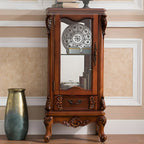 Classic Wood White Glass Door Display Cabinet with Drawer