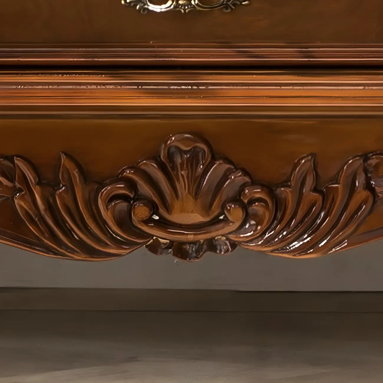 Classic Wood White Glass Door Display Cabinet with Drawer