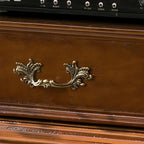 Classic Wood White Glass Door Display Cabinet with Drawer