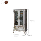 Classic Wood White Glass Door Display Cabinet with Drawer