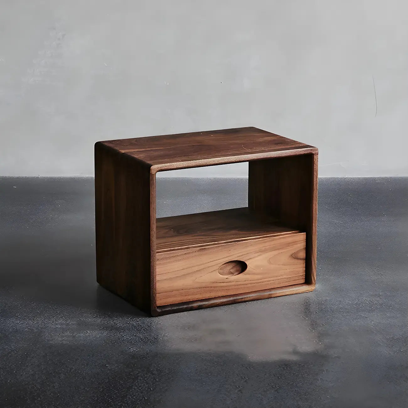 Mid-century Modern Brown Wood Cube Open Back Bookcase