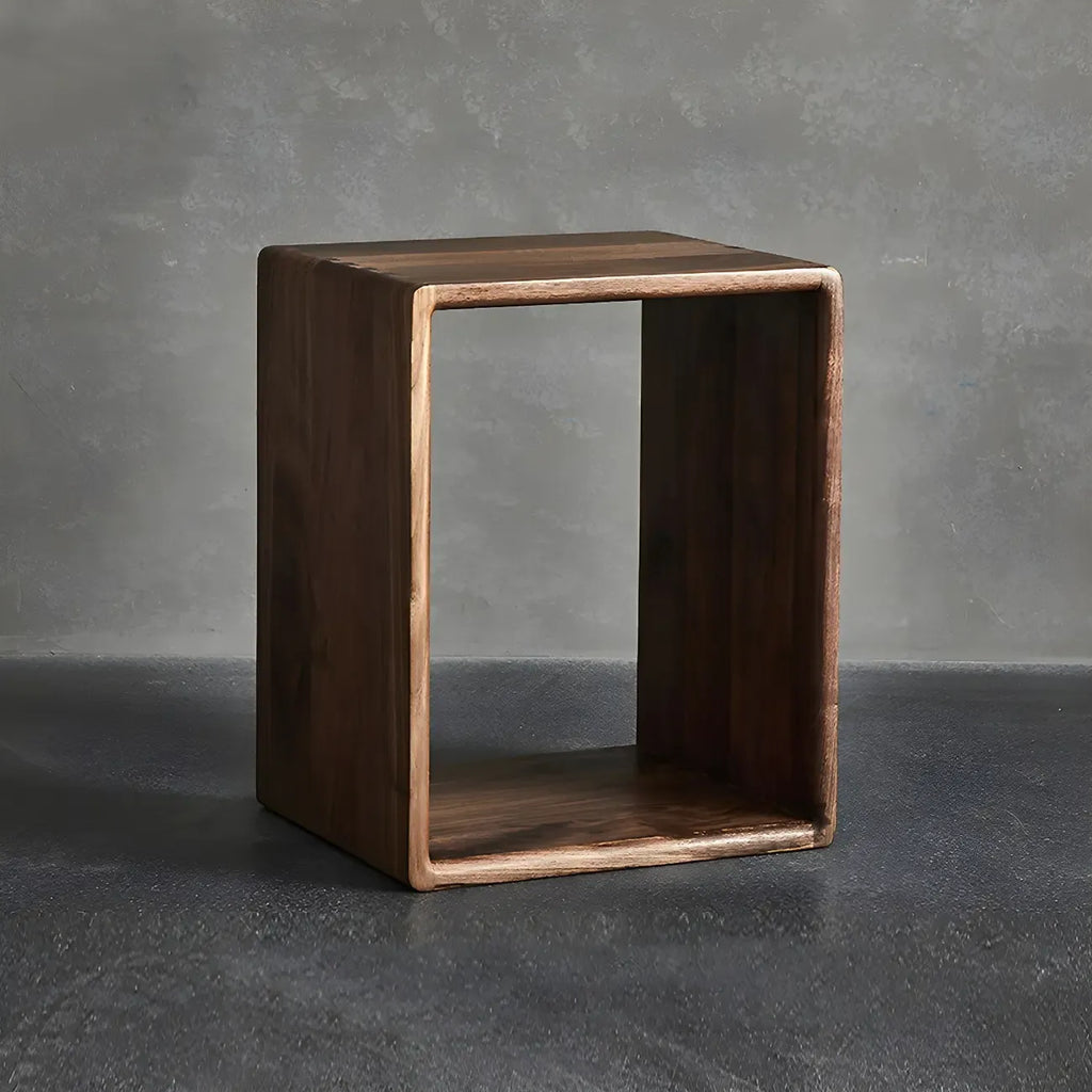 Mid-century Modern Brown Wood Cube Open Back Bookcase