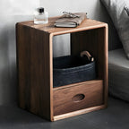 Mid-century Modern Brown Wood Cube Open Back Bookcase