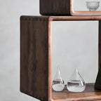 Mid-century Modern Brown Wood Cube Open Back Bookcase