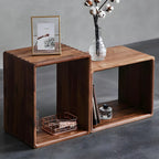 Mid-century Modern Brown Wood Cube Open Back Bookcase