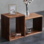 Mid-century Modern Brown Wood Cube Open Back Bookcase