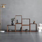 Mid-century Modern Brown Wood Cube Open Back Bookcase