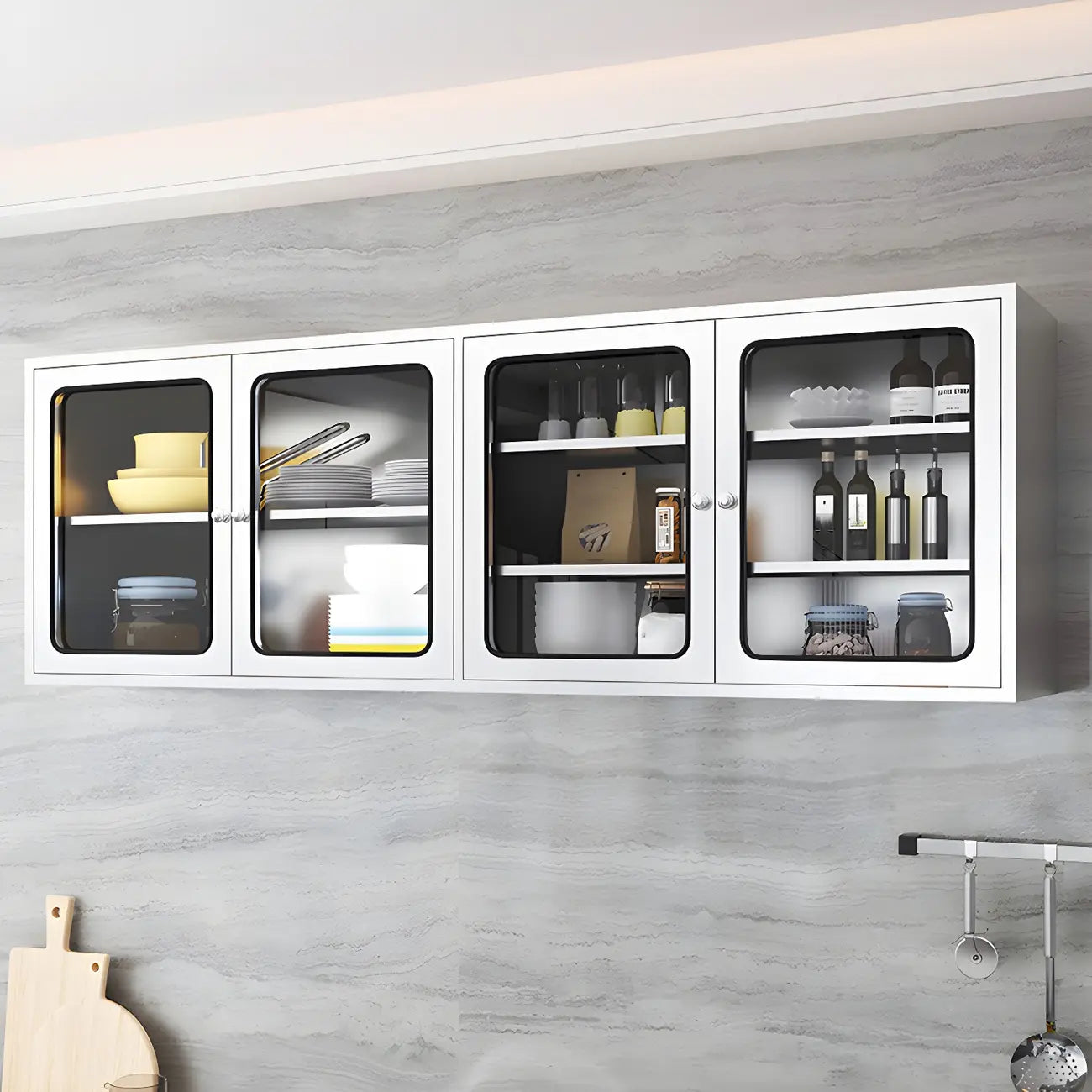 Stainless Steel Wall-Mounted Display Cabinet with Storage