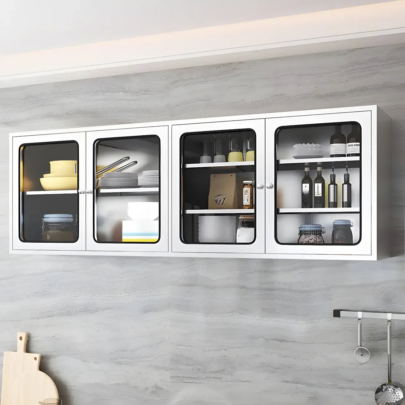 Stainless Steel Wall-Mounted Display Cabinet with Storage