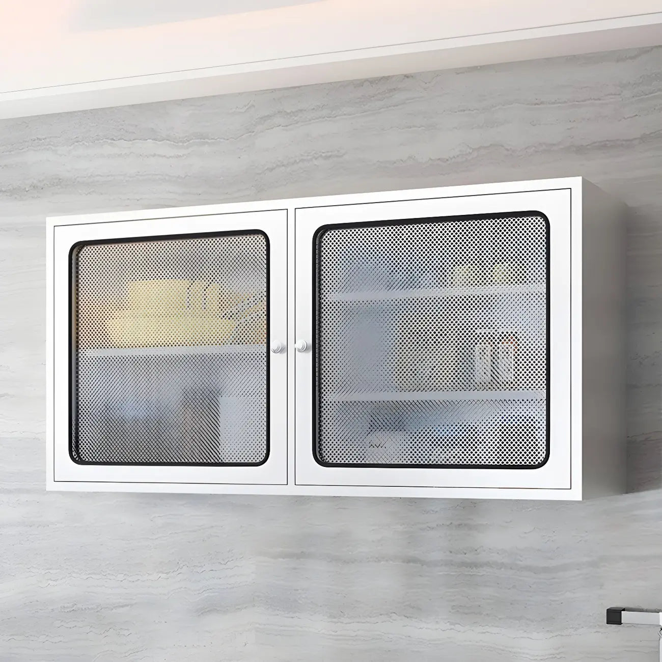 Stainless Steel Wall-Mounted Display Cabinet with Storage