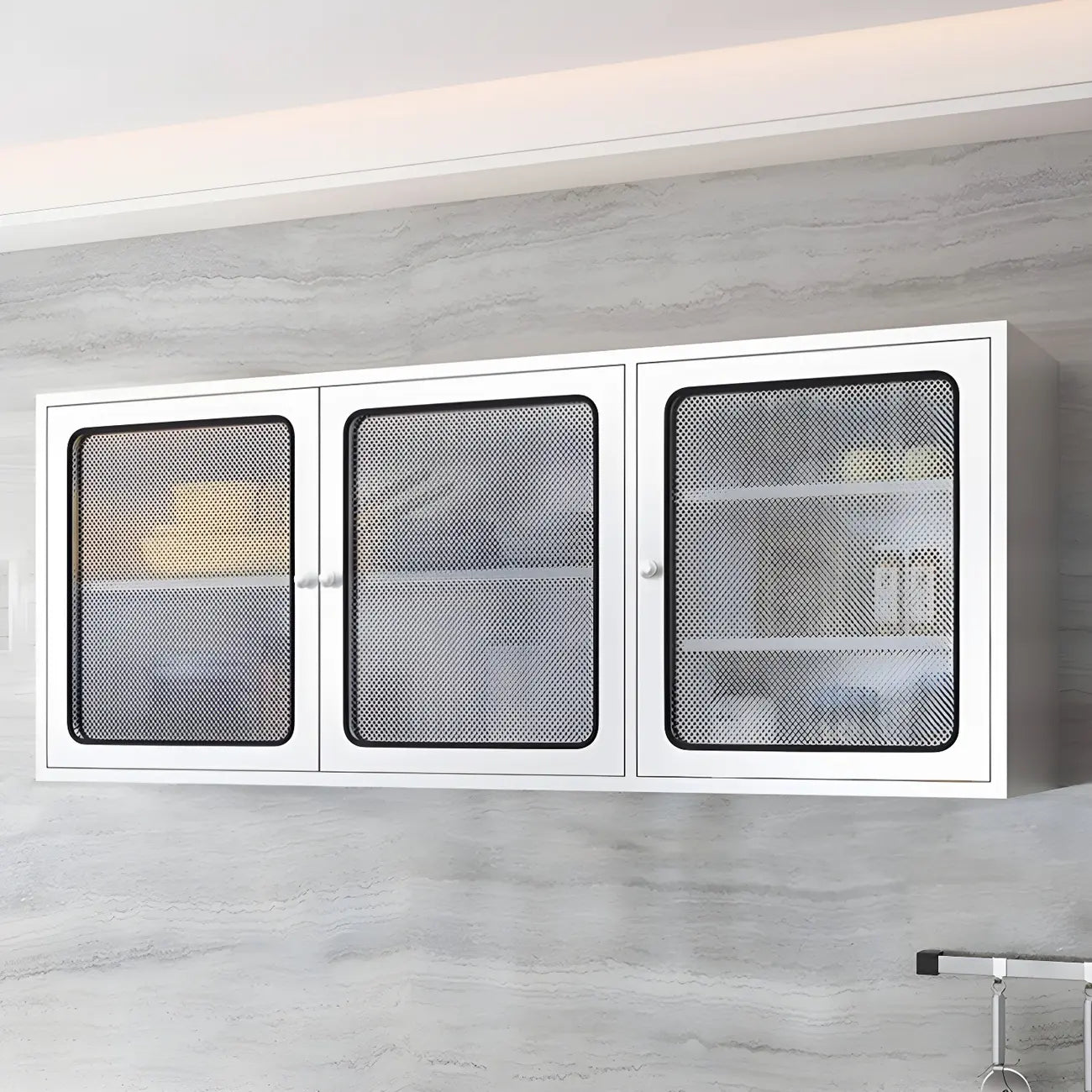 Stainless Steel Wall-Mounted Display Cabinet with Storage