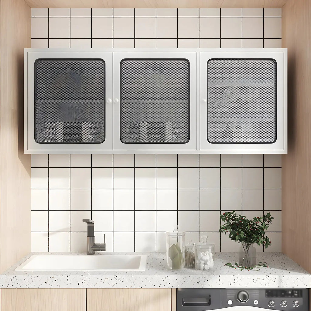 Stainless Steel Wall-Mounted Display Cabinet with Storage