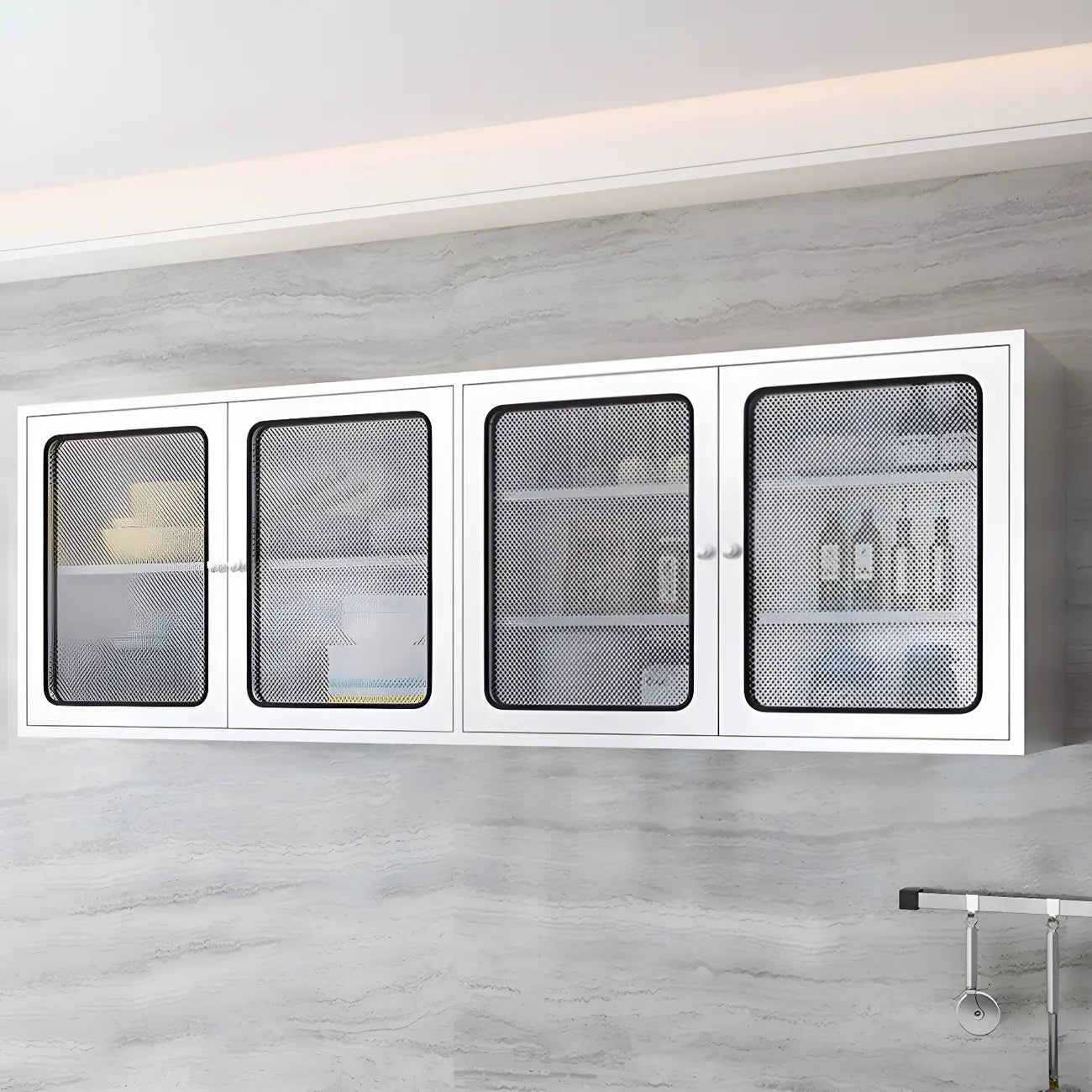 Stainless Steel Wall-Mounted Display Cabinet with Storage