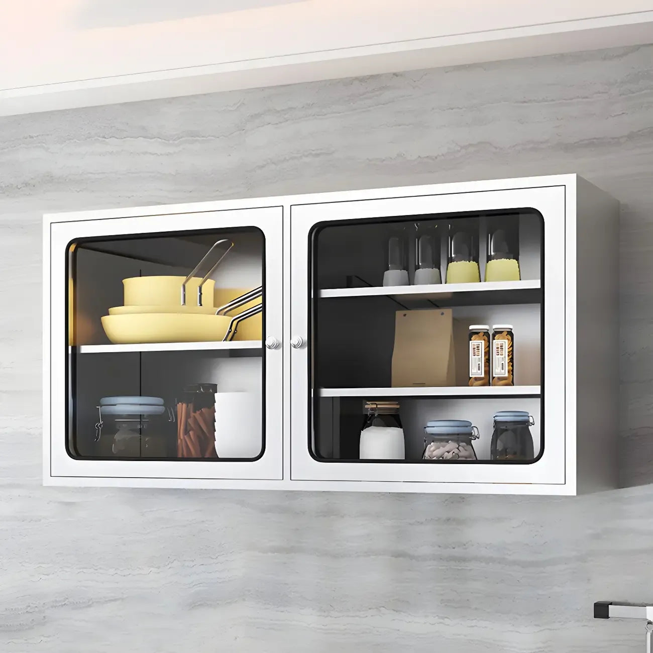 Stainless Steel Wall-Mounted Display Cabinet with Storage
