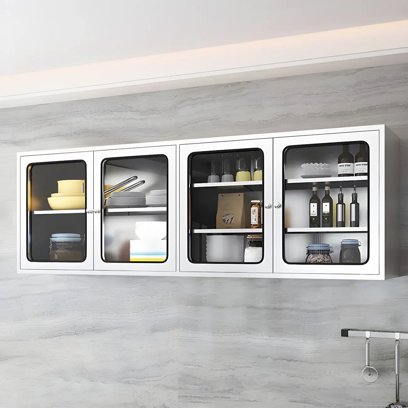 Stainless Steel Wall-Mounted Display Cabinet with Storage