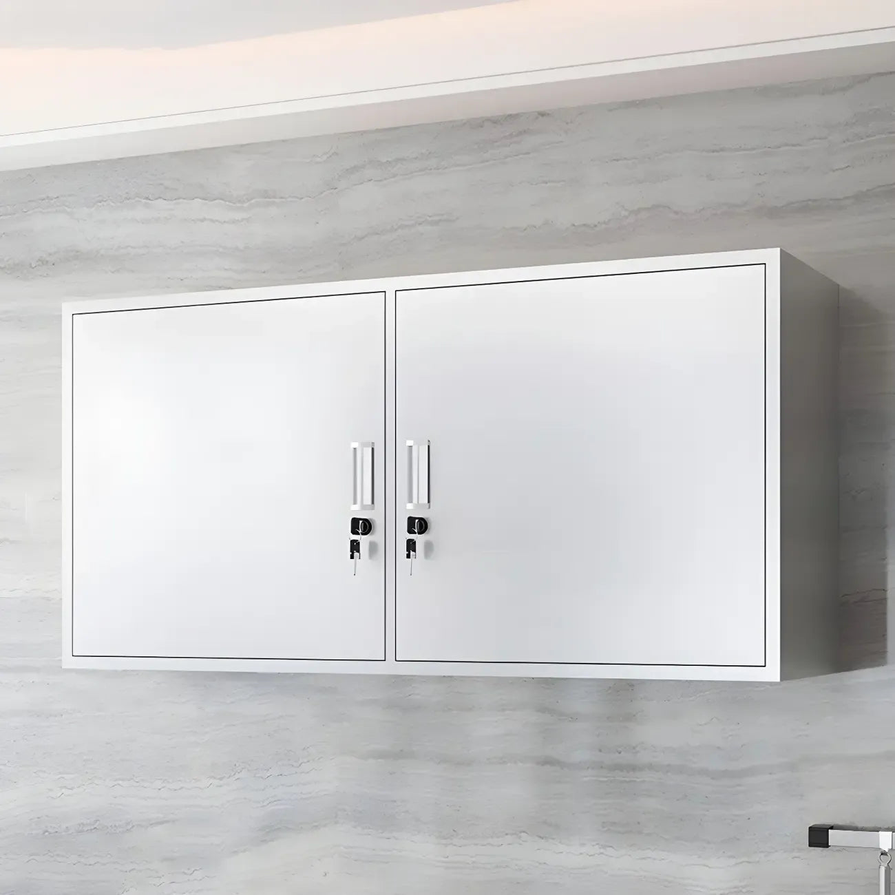 Stainless Steel Wall-Mounted Display Cabinet with Storage