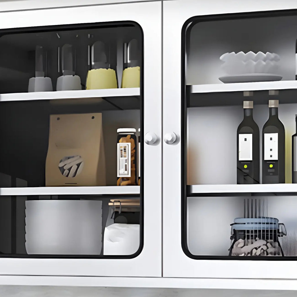 Stainless Steel Wall-Mounted Display Cabinet with Storage