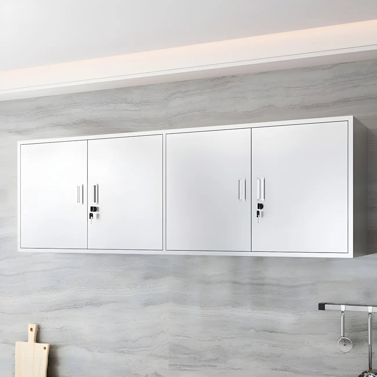 Stainless Steel Wall-Mounted Display Cabinet with Storage