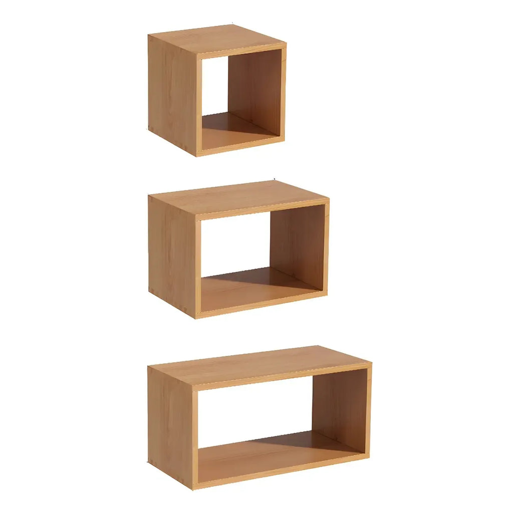 Minimalist Solid Wood Geometric Open Back Cube Bookcase