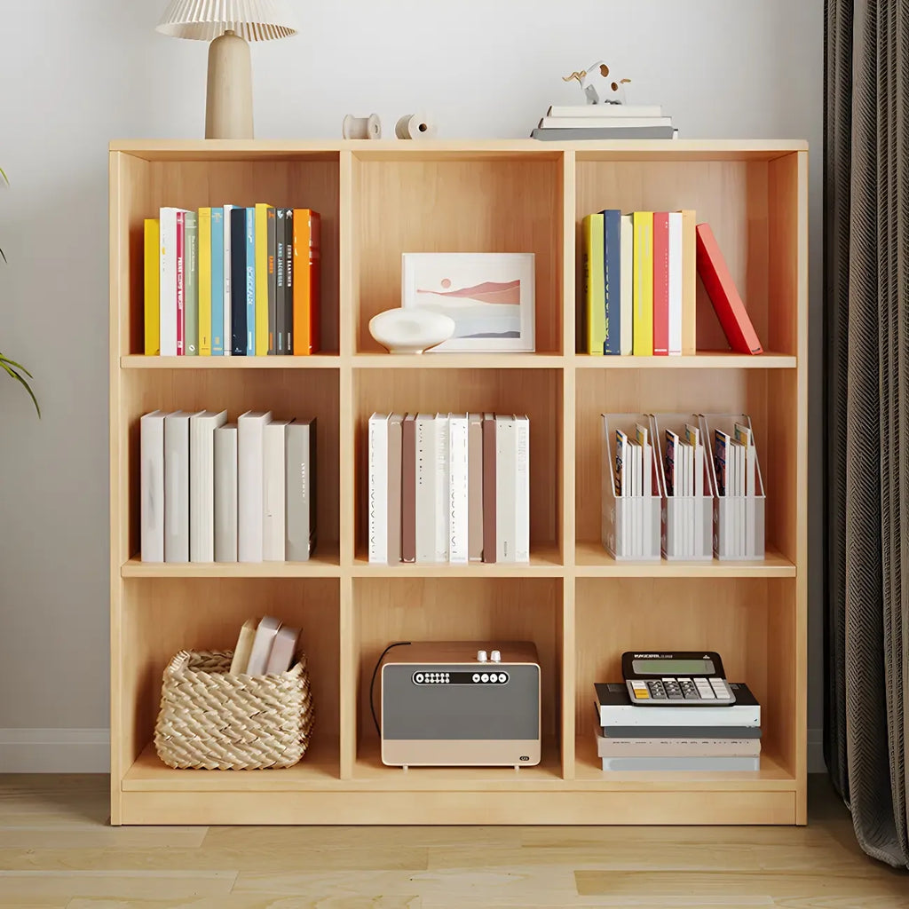 Modern Wooden Closed Back Bookcase with Shelves