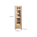 2-Drawer Natural Wood Display Cabinet Adjustable Shelves