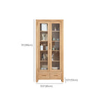 2-Drawer Natural Wood Display Cabinet Adjustable Shelves
