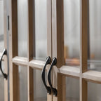 Classic Brown Curved Wooden Glass Door Display Cabinet