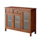 Traditional Wood Brown Glass Door Storage China Cabinet