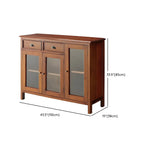 Traditional Wood Brown Glass Door Storage China Cabinet