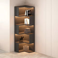 Black-White Wooden Open Corner Display Cabinet with Light