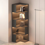 Black-White Wooden Open Corner Display Cabinet with Light