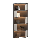 Black-White Wooden Open Corner Display Cabinet with Light