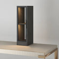 Square 2-Shelf Black Wooden Display Cabinet with Light