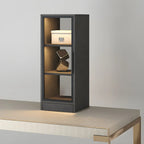 Square 2-Shelf Black Wooden Display Cabinet with Light