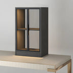 Square 2-Shelf Black Wooden Display Cabinet with Light