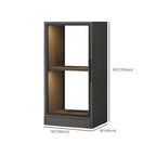 Square 2-Shelf Black Wooden Display Cabinet with Light