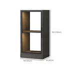 Square 2-Shelf Black Wooden Display Cabinet with Light