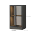Square 2-Shelf Black Wooden Display Cabinet with Light