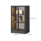 Square 2-Shelf Black Wooden Display Cabinet with Light