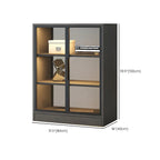 Square 2-Shelf Black Wooden Display Cabinet with Light
