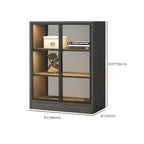 Square 2-Shelf Black Wooden Display Cabinet with Light